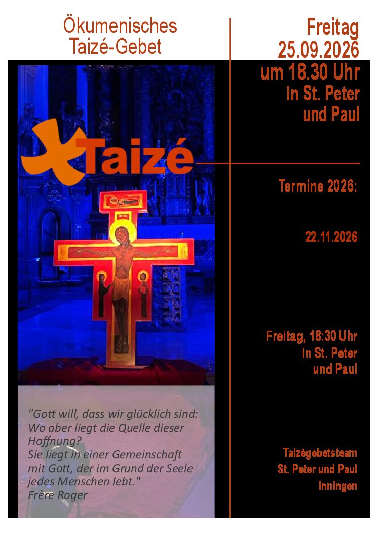 Ökumenische Taizé-Gebet am 25. September